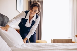 Formation hôtellerie et hébergement – professionnelle préparant une chambre d’hôtel selon les standards de qualité - Agora des Métiers